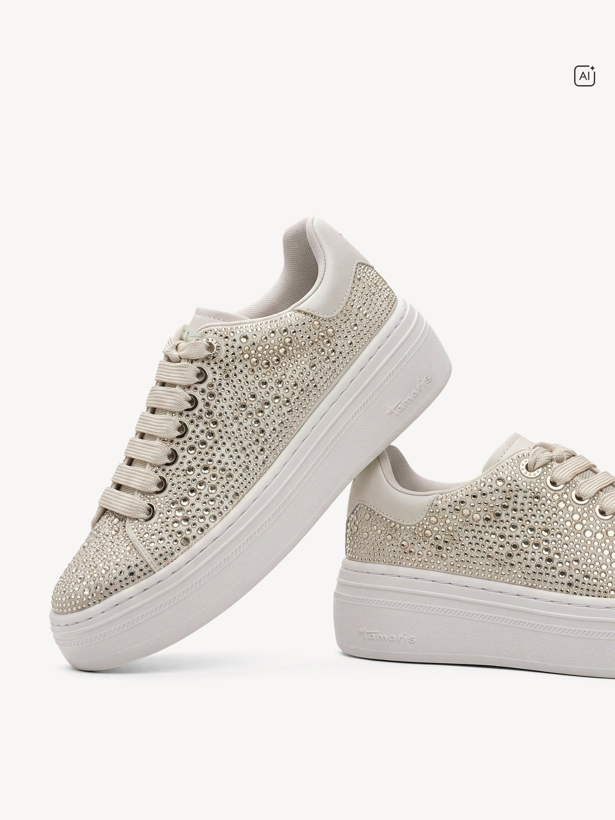 Shop Tamaris at Dotique – 1-23795-46-179 Champagne Platform Trainers, view 4
