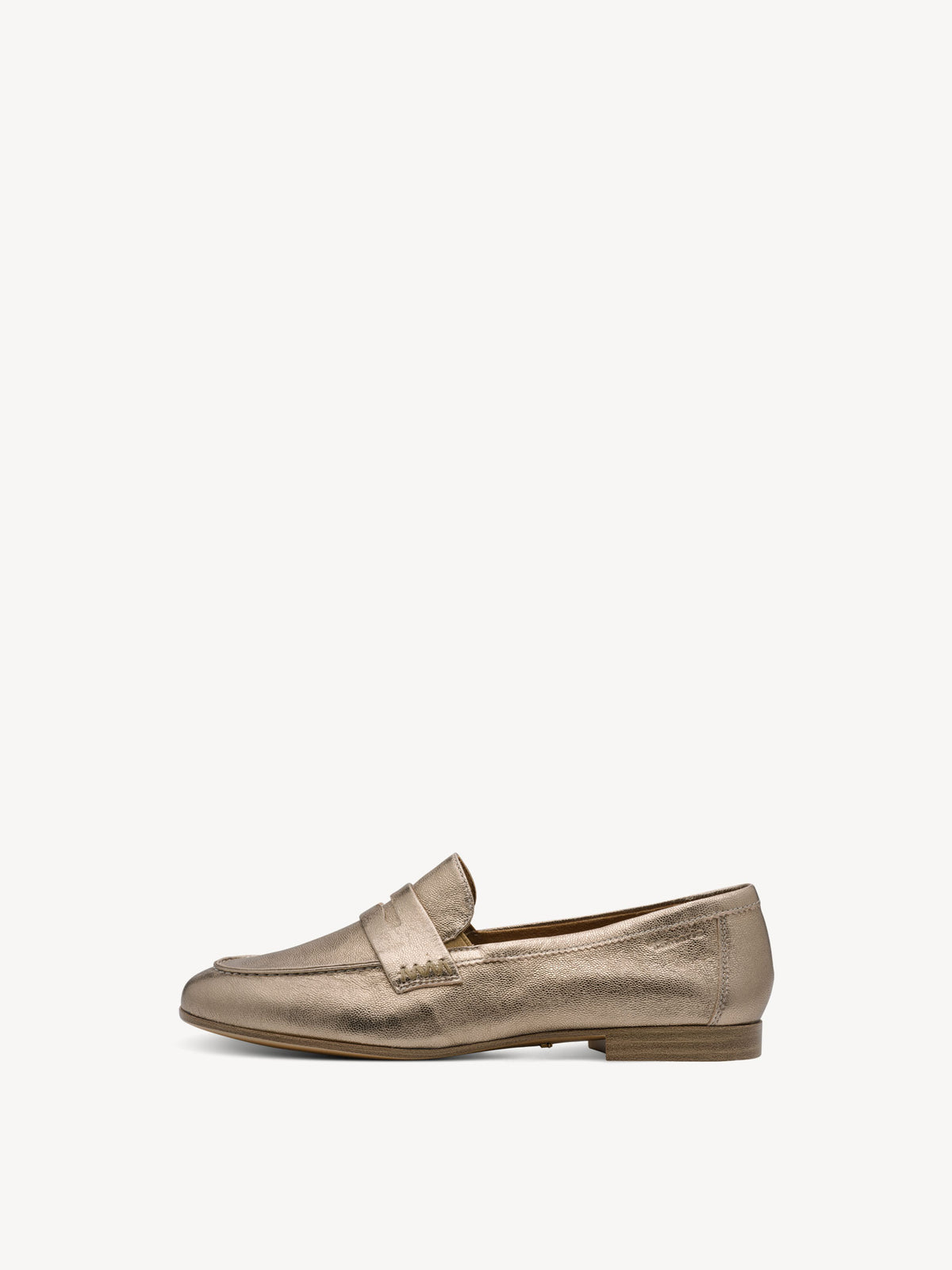 Shop Tamaris at Dotique – 1-24233-46-933 Light Gold Leather Loafers, view 1