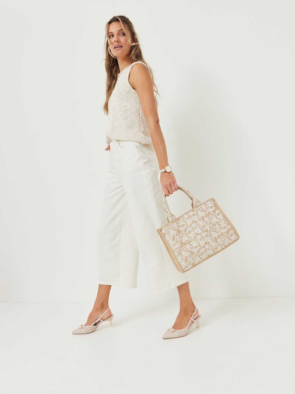 Shop Tamaris at Dotique – ivory slingback shoes 1-29634-44-418, view 1