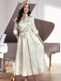 Shop Veromia at Dotique – Veromia VO2906 Gold Jacquard Occasion Dress, view 1