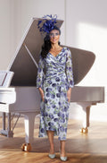 Shop Veromia at Dotique – VO2925 blue printed occasion dress