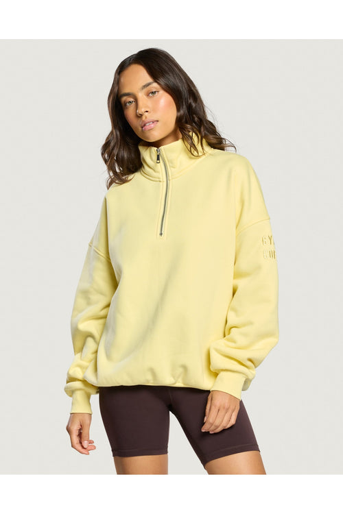 Gym+Coffee Sierra Half Zip Sweatshirt Pale Vanilla. View 1. Shop Gym+Coffee at Dotique.