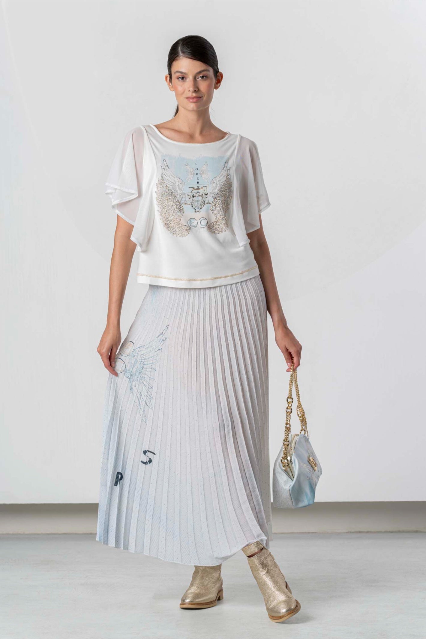 Elisa Cavaletti Incontro Off-White Graphic T-Shirt EJP265002802 03149 front view in gallery position 1 shop Elisa Cavaletti at Dotique