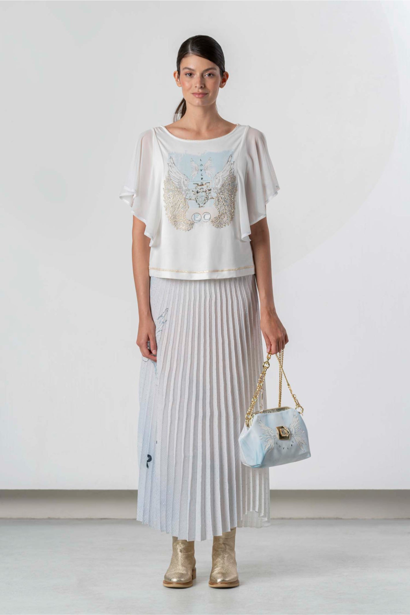 Elisa Cavaletti Incontro Off-White Graphic T-Shirt EJP265002802 03149 front view styled by Elisa Cavaletti at Dotique gallery 1 Shop