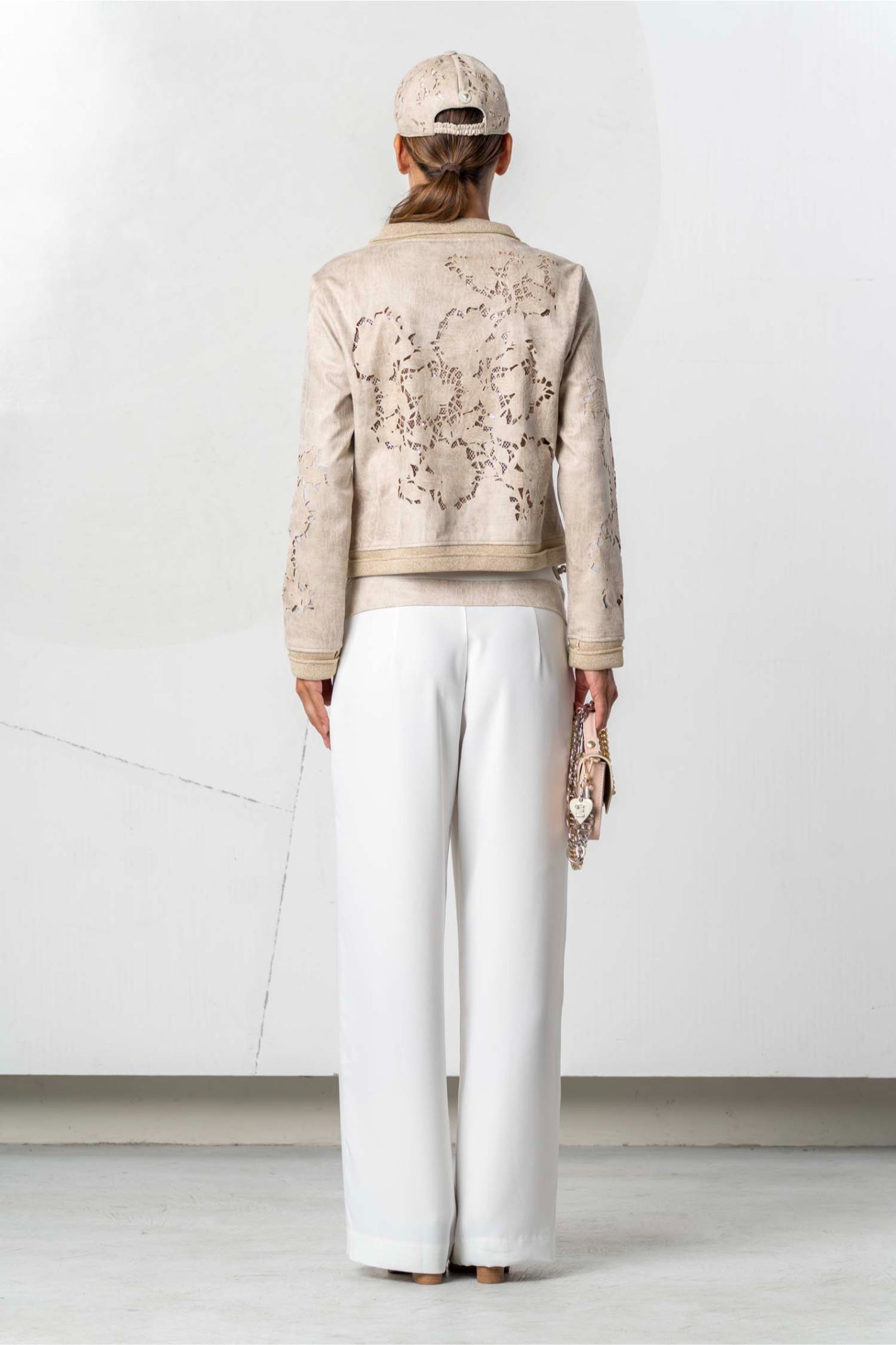 Elisa Cavaletti Off-White Wide Leg Trousers with Chain Detail EJP266018110 back view gallery 1 Shop Elisa Cavaletti at Dotique