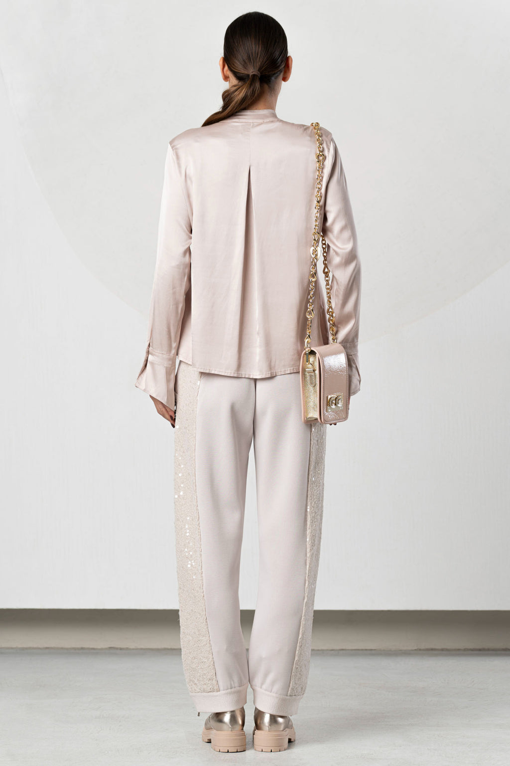 Shop the Elisa Cavaletti ELW261010902 Powder Pink Blouse at Dotique. A feminine designer blouse with beautiful ruffle detailing from the AW26 collection.