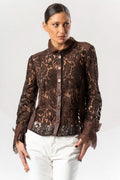 Discover the Elisa Cavaletti ELW261022604 Brown Blouse at Dotique. A premium Italian designer blouse with beautiful detailing in rich chocolate brown.