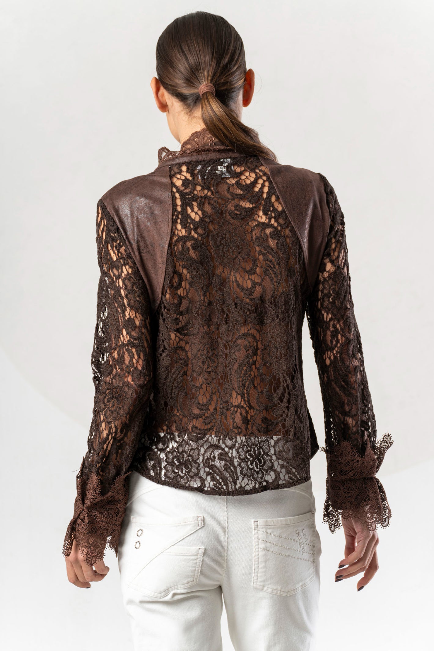 Discover the Elisa Cavaletti ELW261022604 Brown Blouse at Dotique. A premium Italian designer blouse with beautiful detailing in rich chocolate brown.