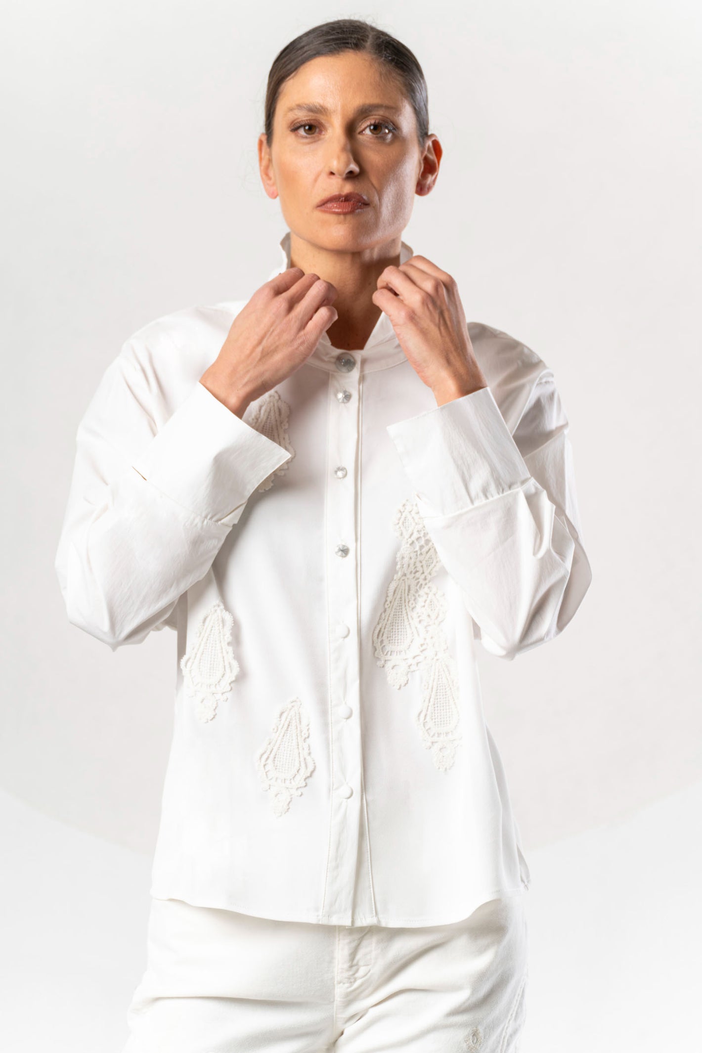 Shop the Elisa Cavaletti ELW261029800 Off White Blouse at Dotique. A premium Italian designer blouse with beautiful detailing for AW26.