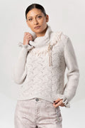 Shop the Elisa Cavaletti ELW264038801 Beige Jumper at Dotique. A premium Italian wool-blend knit with beautiful texture and a cosy high neckline.