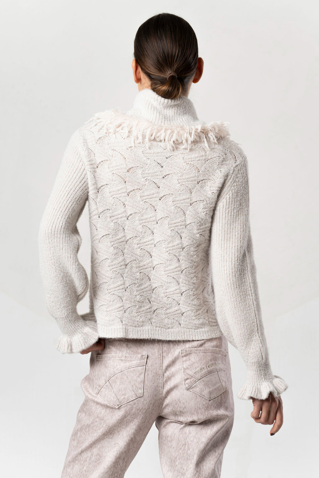 Shop the Elisa Cavaletti ELW264038801 Beige Jumper at Dotique. A premium Italian wool-blend knit with beautiful texture and a cosy high neckline.