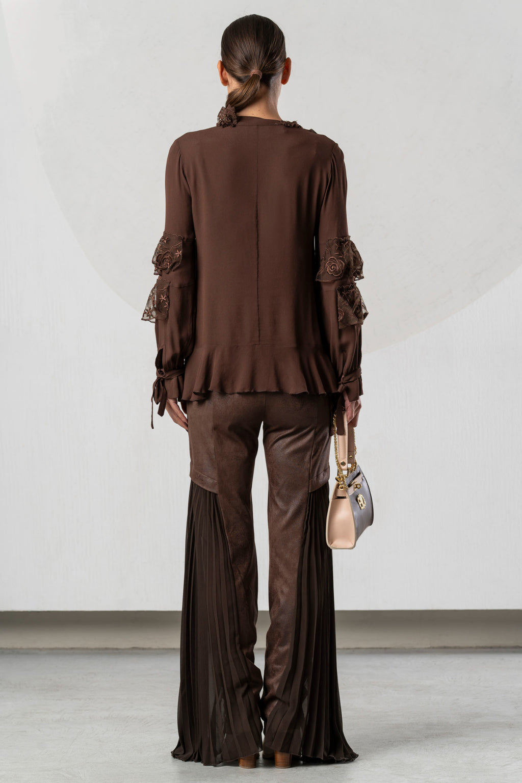 Shop the Elisa Cavaletti ELW265069101R Brown Blouse at Dotique. A luxurious 100% viscose designer blouse in rich chocolate brown for AW26.