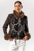 Shop the Elisa Cavaletti ELW267023500 Brown Jacket at Dotique. A luxurious Italian statement jacket with beautiful texture and detailing for AW26.