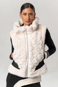 Shop the Elisa Cavaletti ELW267044200 Gilet at Dotique. A luxurious ivory and black designer gilet with beautiful texture and statement detailing.