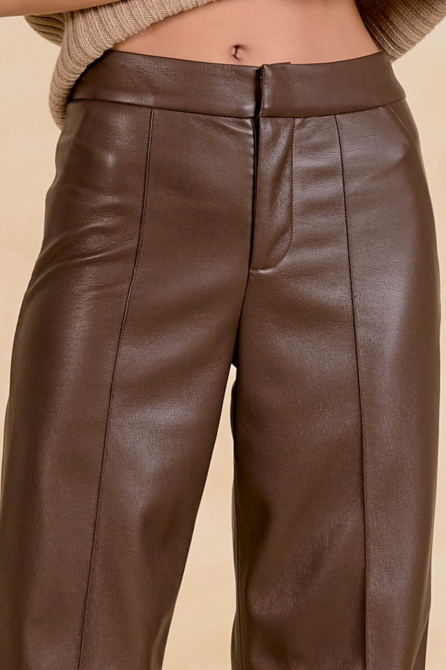 Elan FL2334 High Waist Flare Pants Light Brown