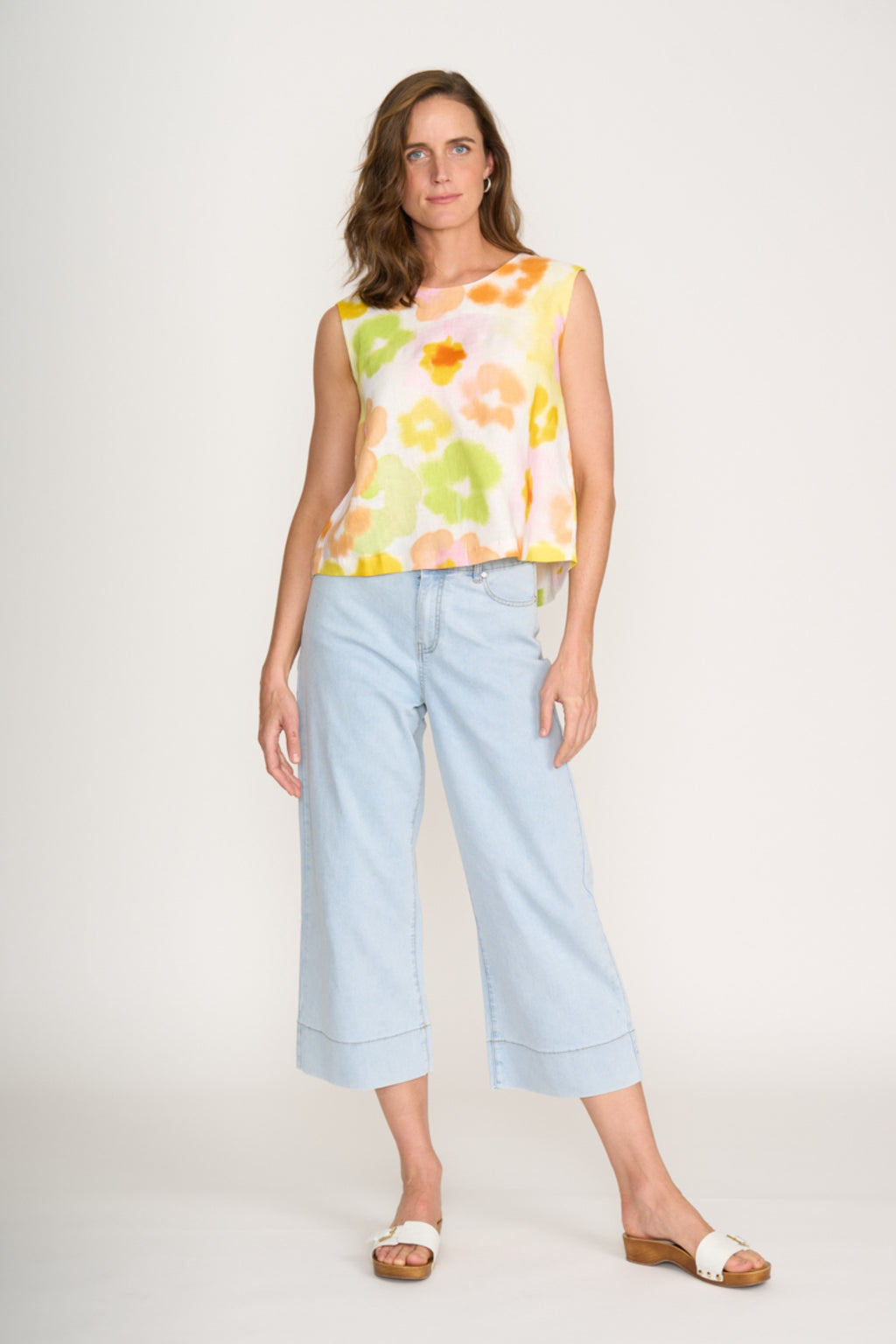 Model wearing Foil Fo6917 Its Only Natural Top Posh Petals styled with jeans by Foil Shop Foil at Dotique