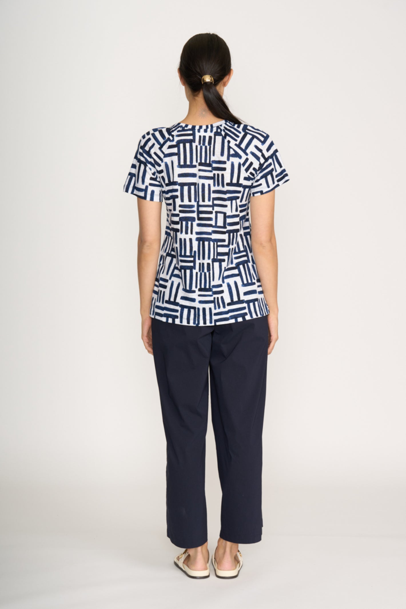 Woman wearing Foil Fo8259 Broad Horizon Trousers Navy from Foil, shop the vendor at Dotique for stylish apparel.