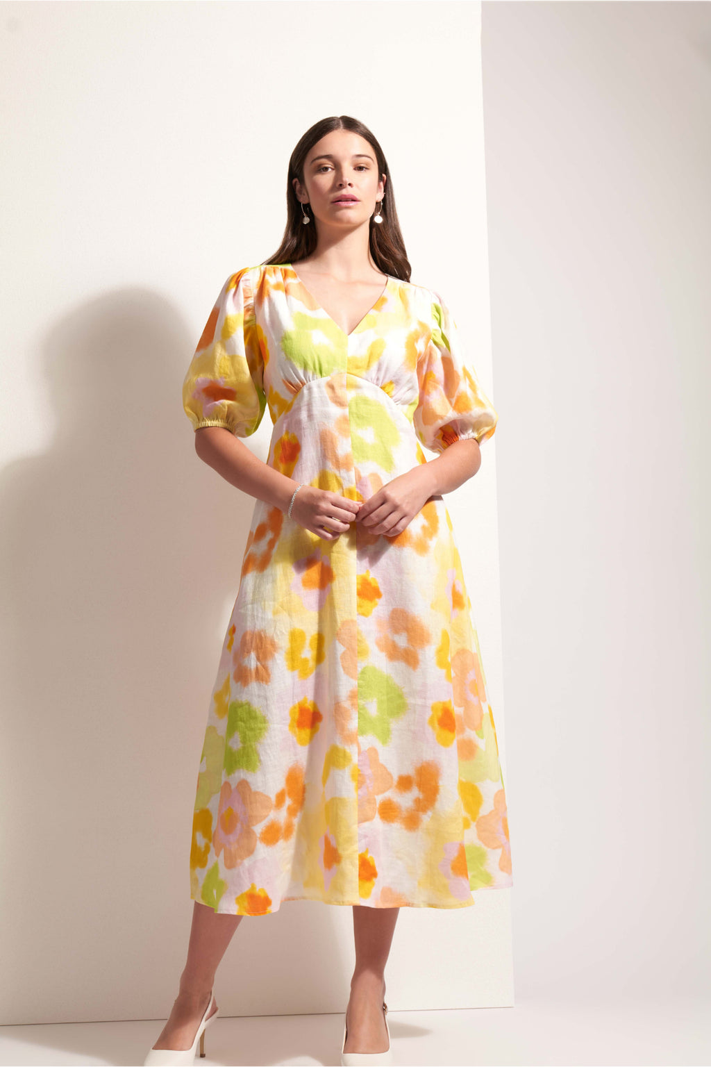 Model wearing Foil Fo8287 Empire-Ly Yours Dress Posh Petals by Foil Shop the vendor at Dotique