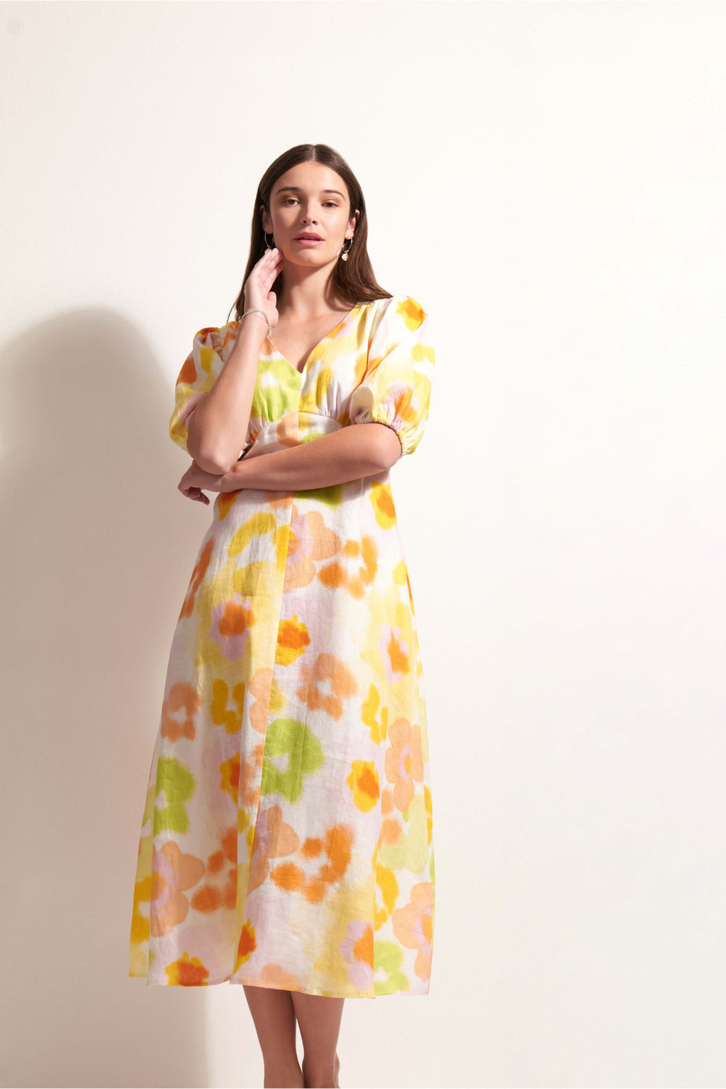 Model posing in Foil Fo8287 Empire-Ly Yours Dress Posh Petals by Foil Shop the vendor at Dotique