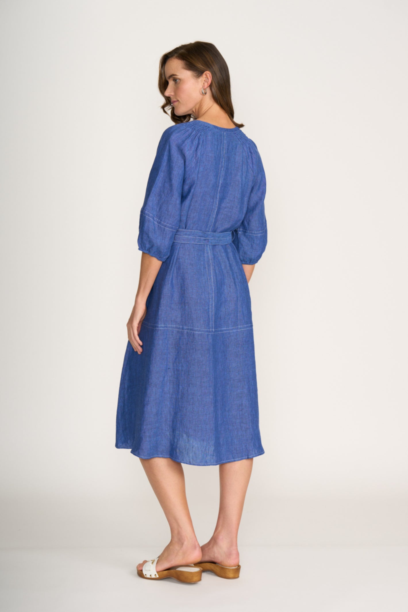 Woman wearing Foil Fo8319 Shout About Dress Capri from Foil, shop the vendor Foil at Dotique for stylish midi dresses.