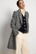 Shop the Bariloche 4041215 Figueres Women's Jacket in Navy at Dotique. A luxurious longline floral jacquard jacket with elegant tailoring, contrast piping and timeless sophistication.