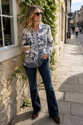Milano 63-6557-3655 Navy Floral Print Shirt Blouse