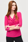 Joseph Ribkoff 243318 Pink Punch (4270) Jersey Cowl Neck Top by Joseph Ribkoff. Shop Joseph Ribkoff at Dotique.