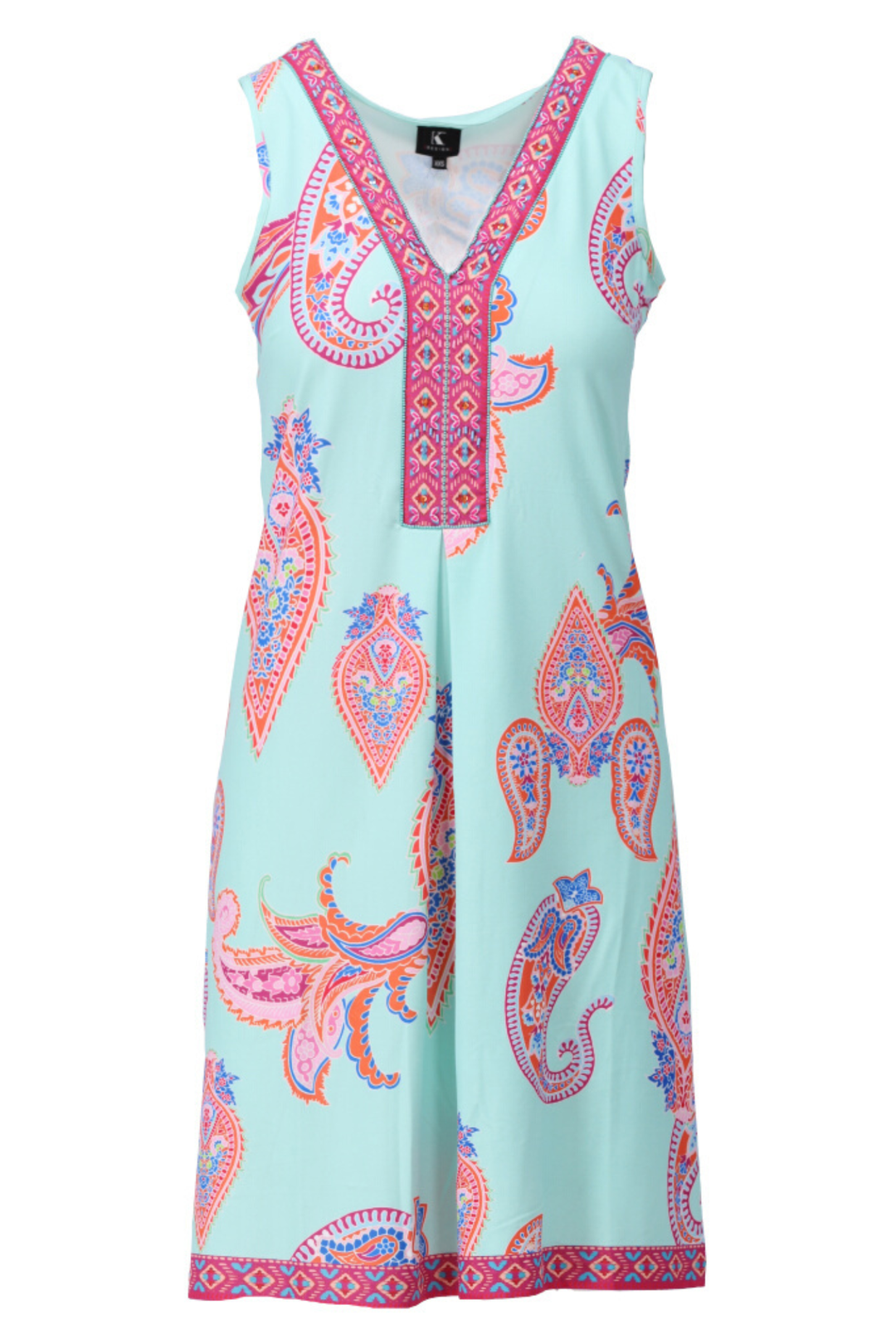 K Design A405 P967 Pink/Blue Sleeveless Dress with Design