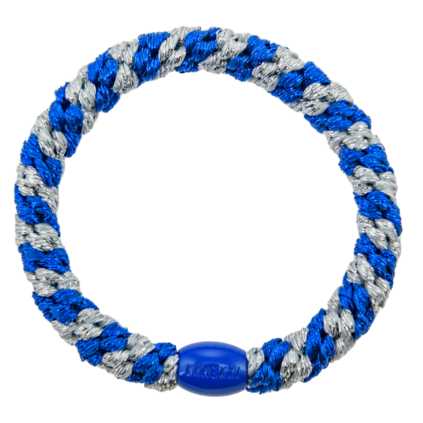 KKNEKKI Electric Blue Glitter Silver Glitter Stripe braided bracelet by KKNEKKI Shop KKNEKKI at Dotique for stylish accessories