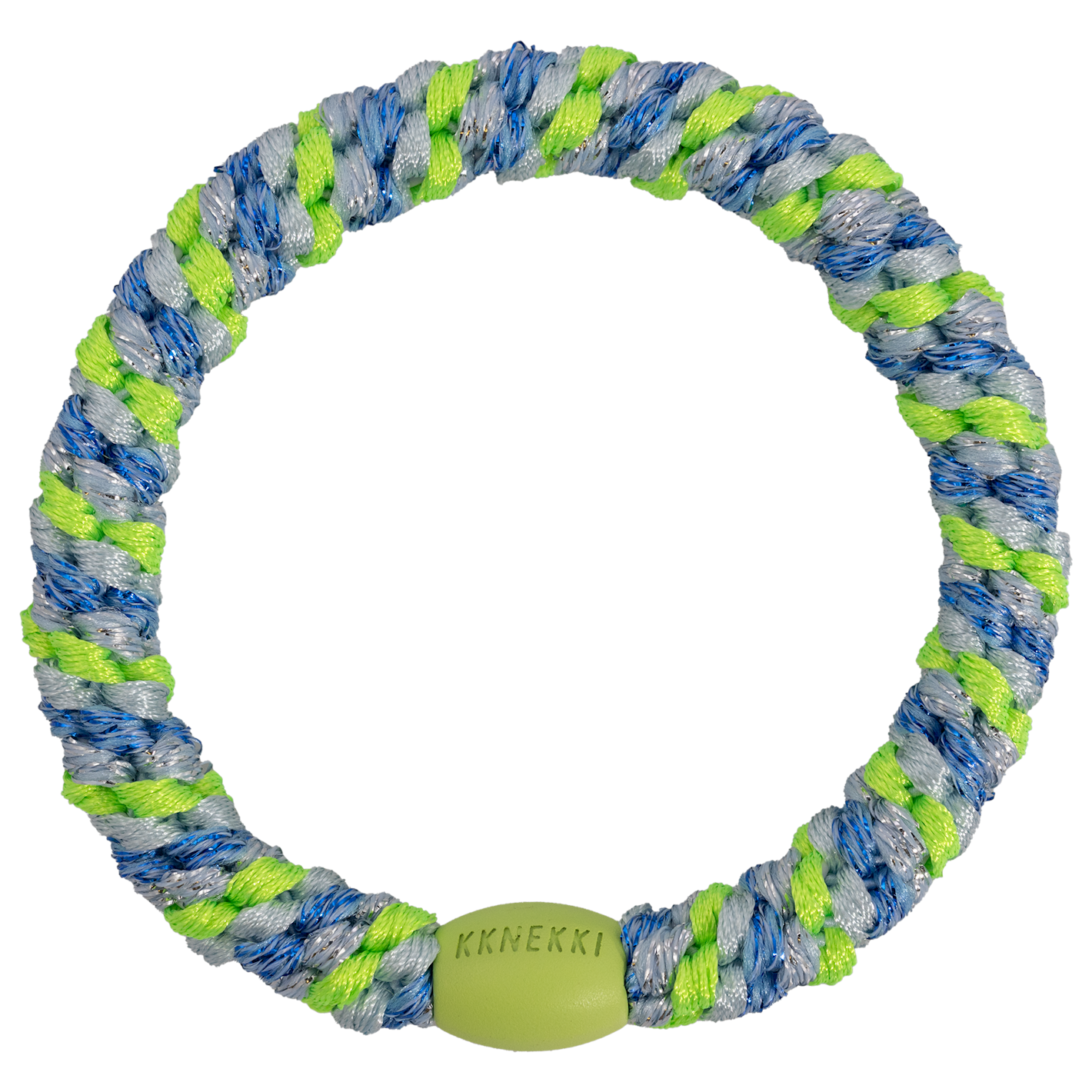 KKNEKKI Mix Blue Neon Green braided bracelet by KKNEKKI, shop the KKNEKKI collection at Dotique for vibrant accessories