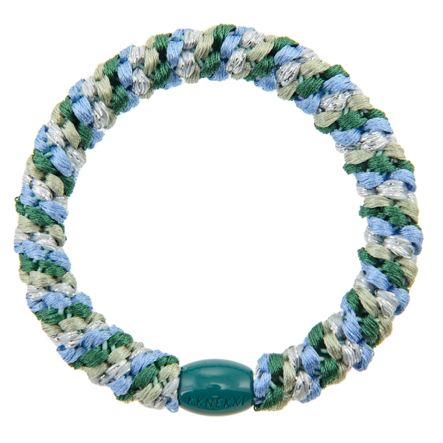 KKNEKKI Mix Green Silver Glitter bracelet by KKNEKKI available to shop at Dotique with green, blue, and silver glitter detail.