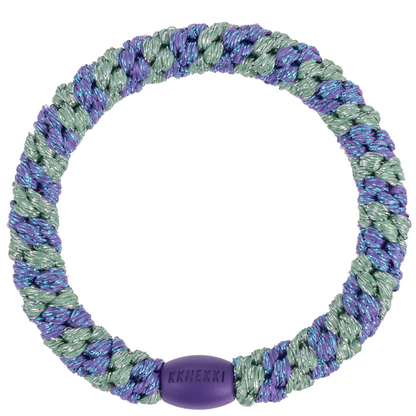 KKNEKKI Purple Green Glitter Stripe scrunchie by KKNEKKI with glitter detail, shop KKNEKKI at Dotique for unique accessories