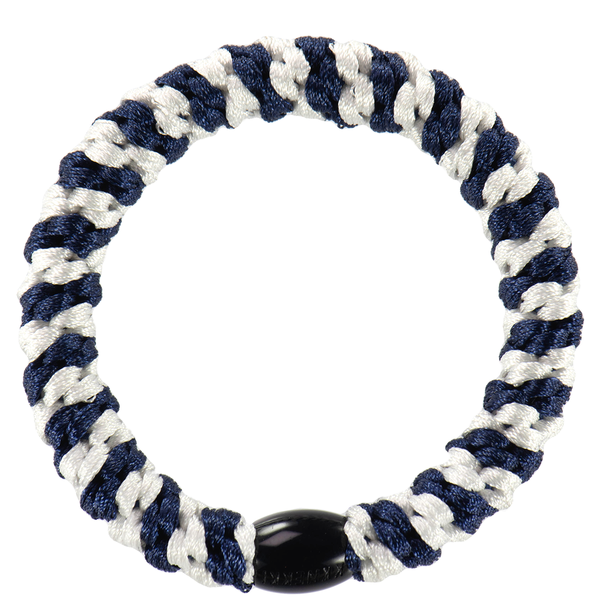 KKNEKKI White-Navy Stripe hair tie by KKNEKKI, shop the KKNEKKI collection at Dotique for stylish accessories.