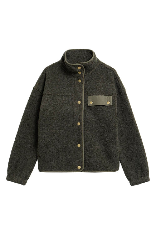 Barbour Mabel Fleece Olive LFL0095 olive fleece jumper Shop Barbour at Dotique