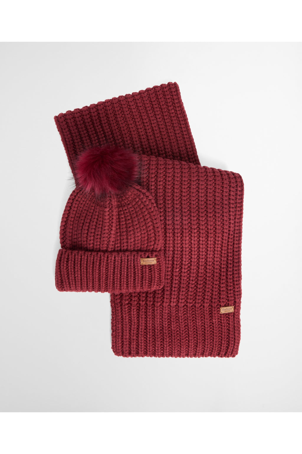 Barbour Saltburn Beanie & Scarf Gift Set Cranberry LGS0023