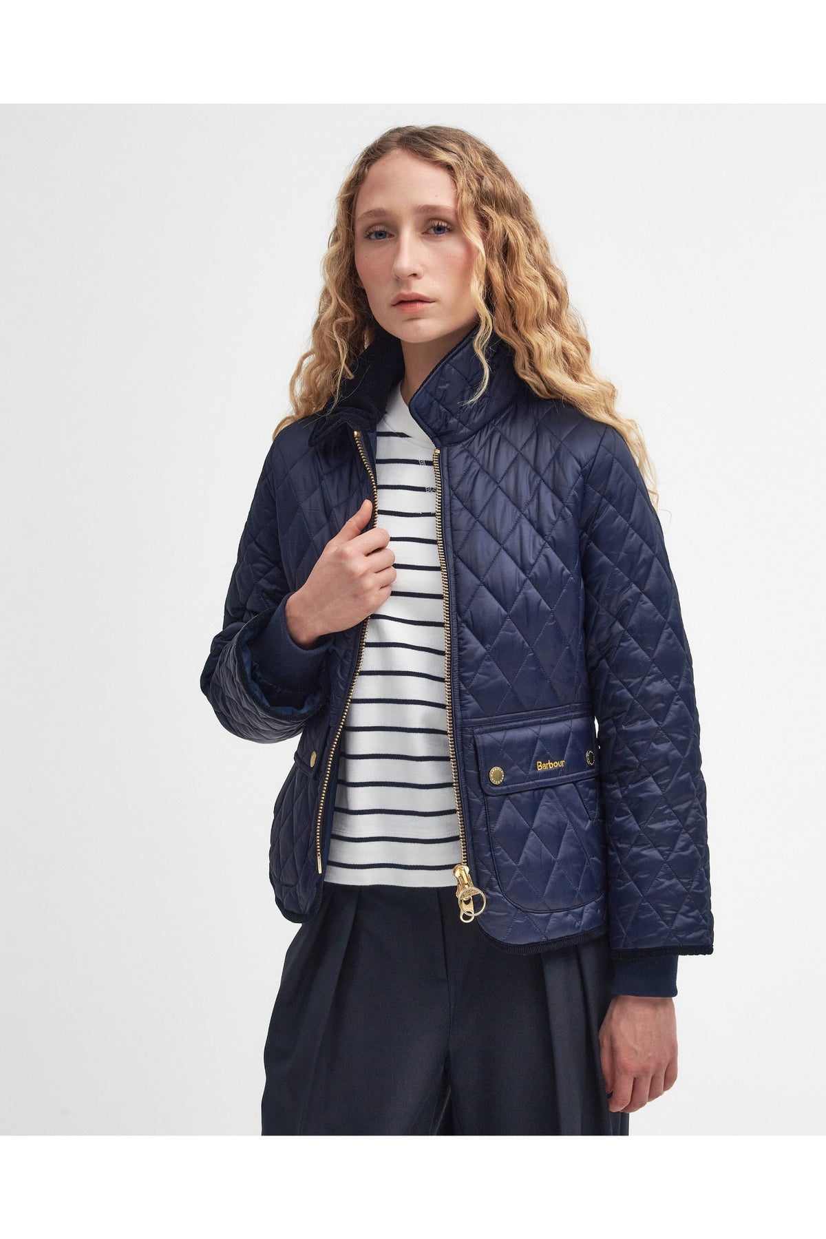 Barbour Fitted Beadnell Quilted Jacket Navy/Classic LQU1765