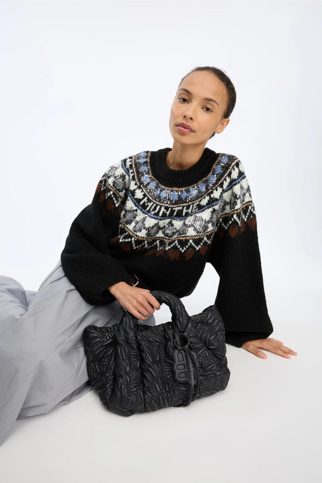 MUNTHE Vaffie Sequin Knit – Mix Black