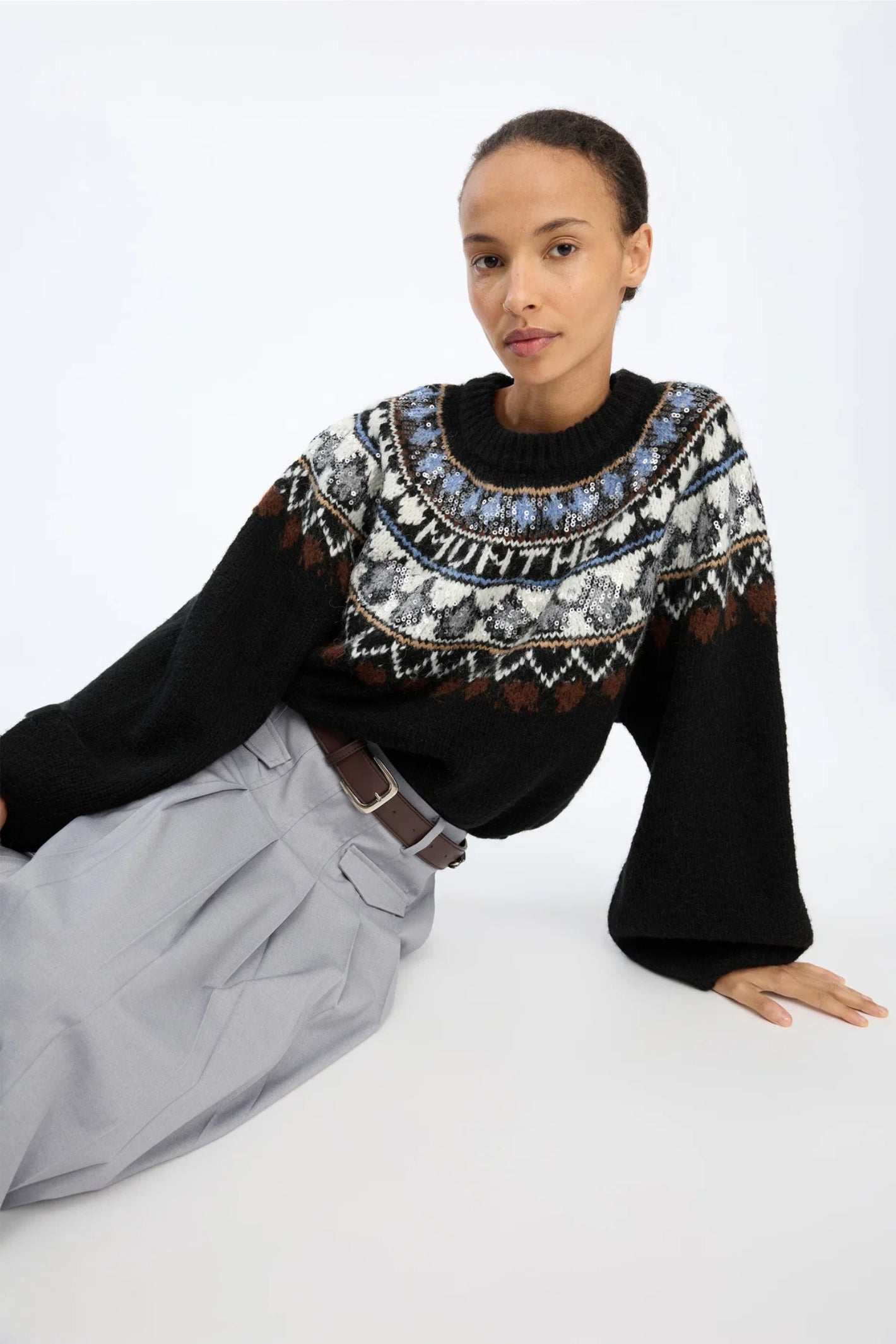 MUNTHE Vaffie Sequin Knit – Mix Black