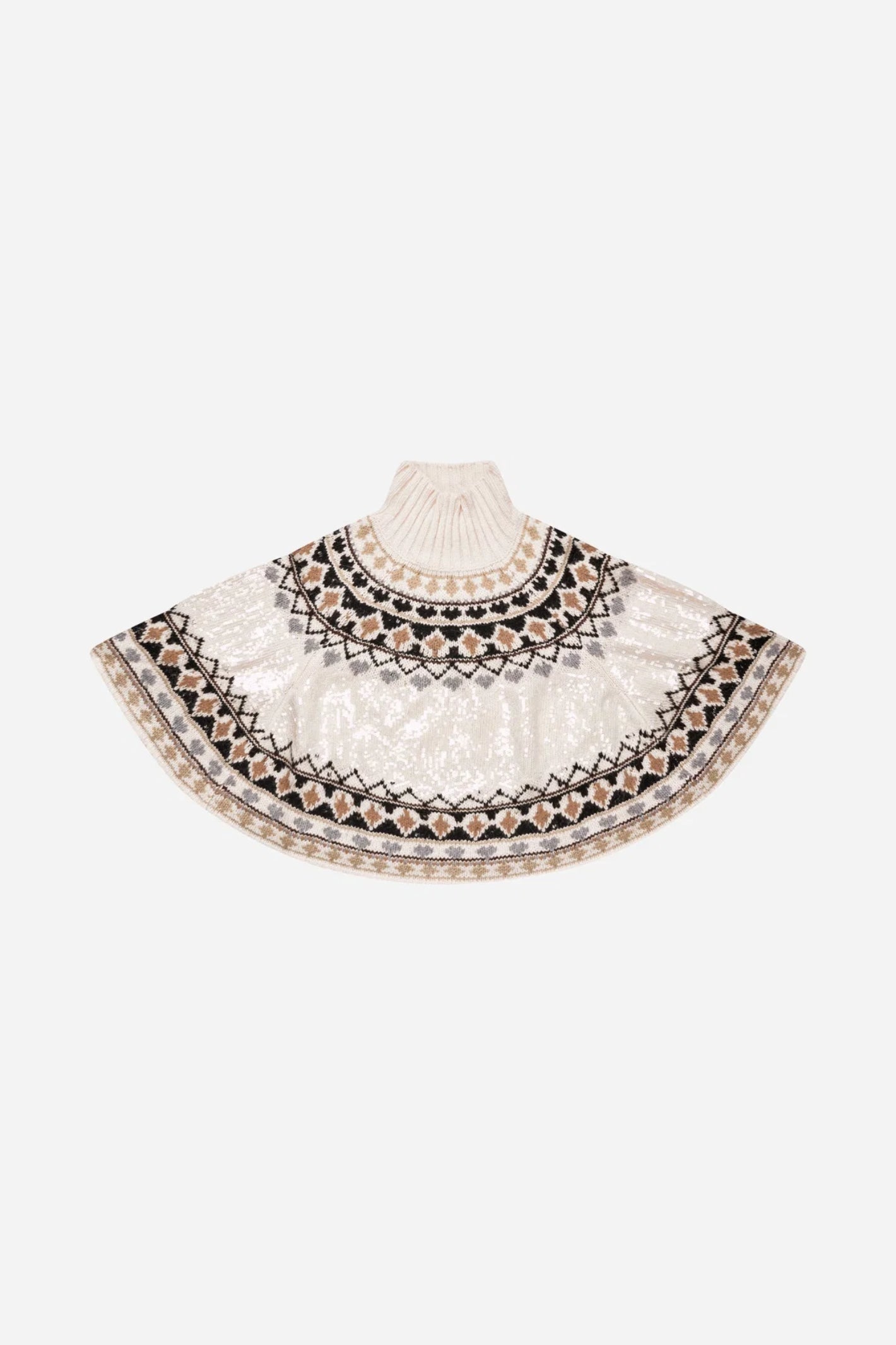MUNTHE Verst Sequin Knitted Poncho – Mix Creme