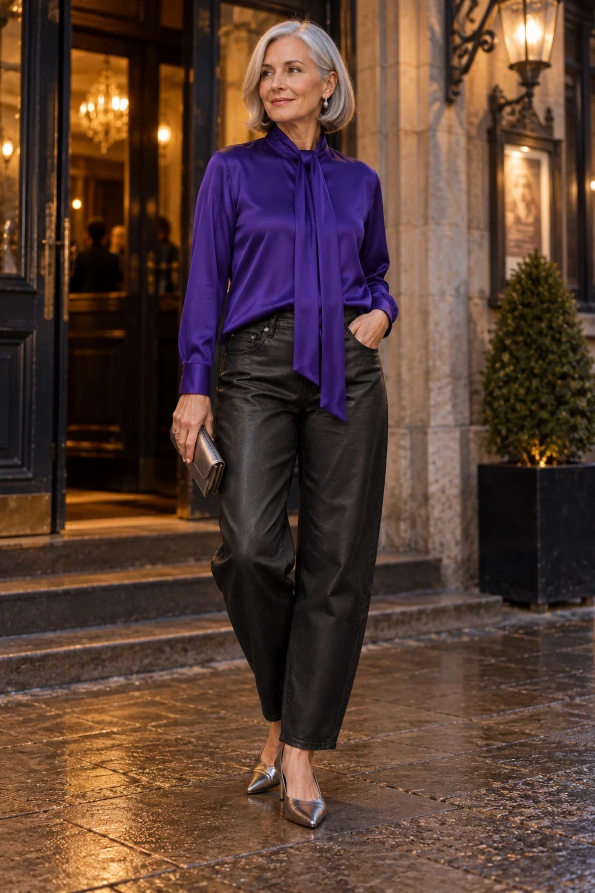 Milano 63-6976-3726 Purple Bow Tie Blouse