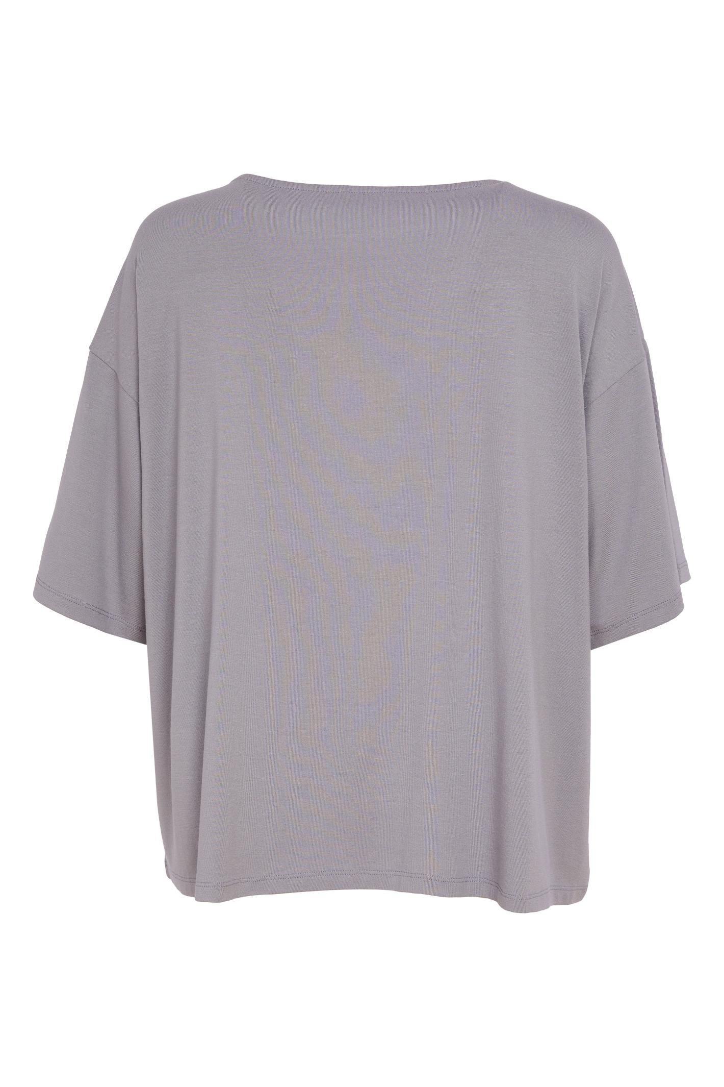 Back view of Naya NAS26178 Dove Grey White Mixed Panel Top by Naya shop Naya at Dotique in relaxed fit style