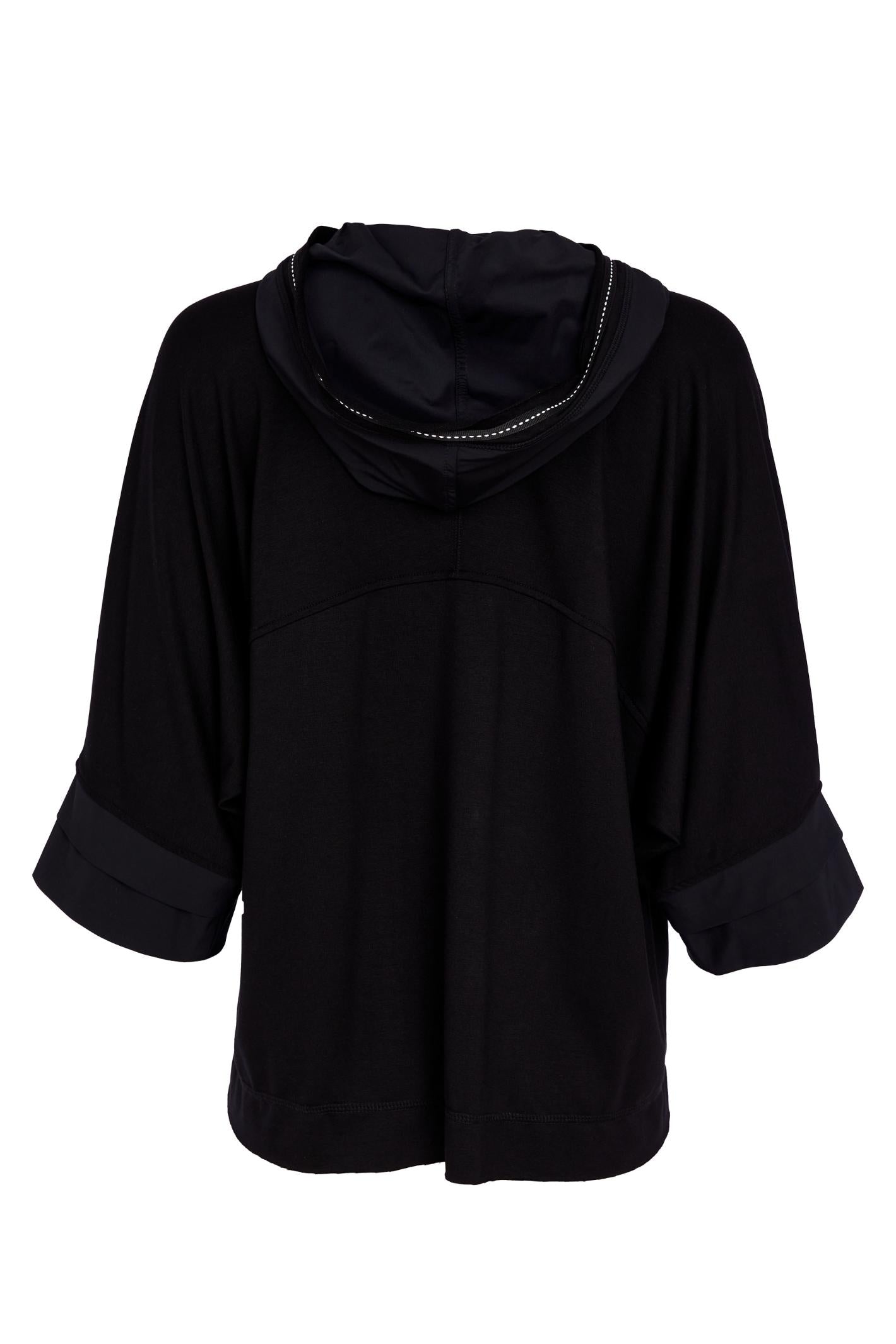 Naya NAS26196 Drawstring Hem Zip Jacket With Contrast Panels Black by Naya shown from back, shop Naya at Dotique