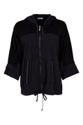 Naya NAS26196 Drawstring Hem Zip Jacket With Contrast Panels Black by Naya Shop Naya at Dotique for stylish layering