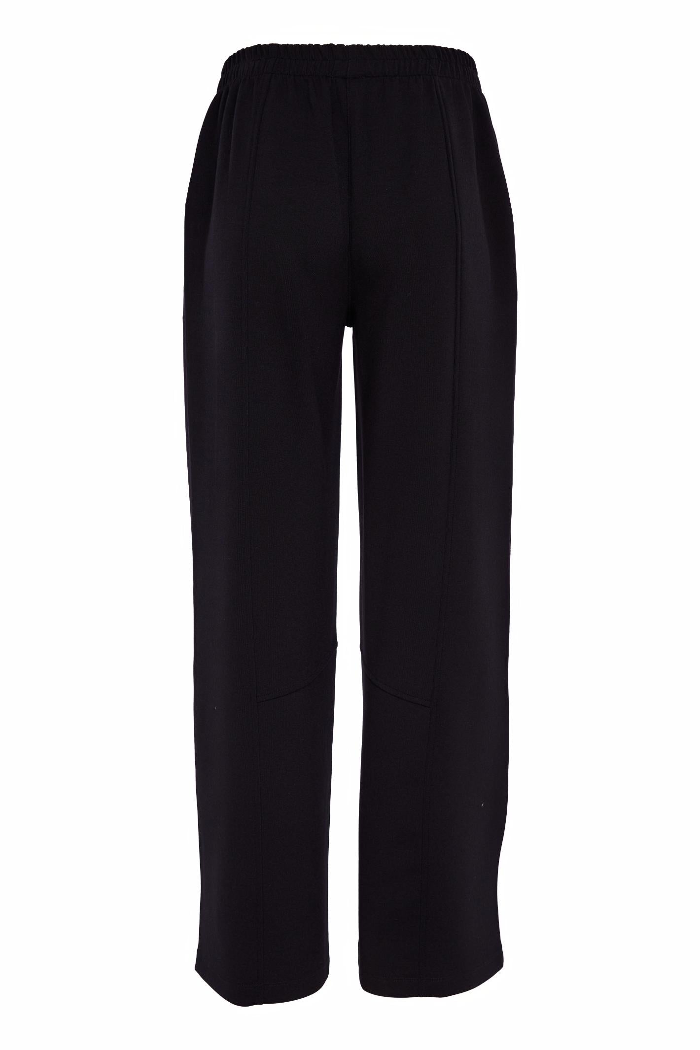 Naya NAS26209 Black Straight Leg Panel Trousers With Side Pocket by Naya available to shop at Dotique