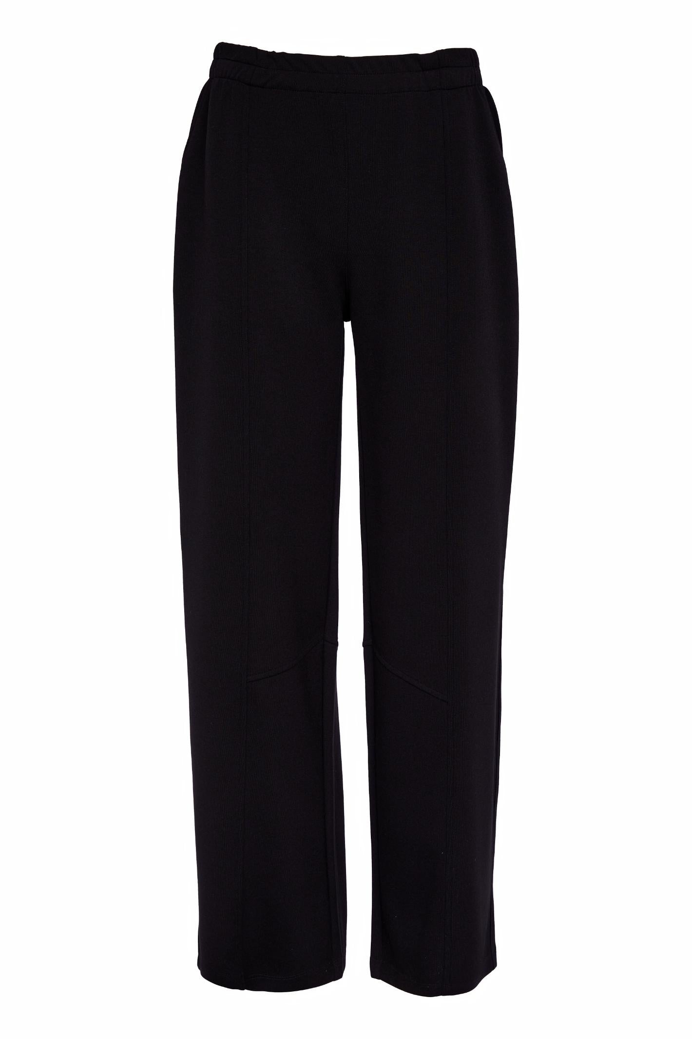 Naya NAS26209 Black Straight Leg Panel Trousers With Side Pocket by Naya available to shop at Dotique