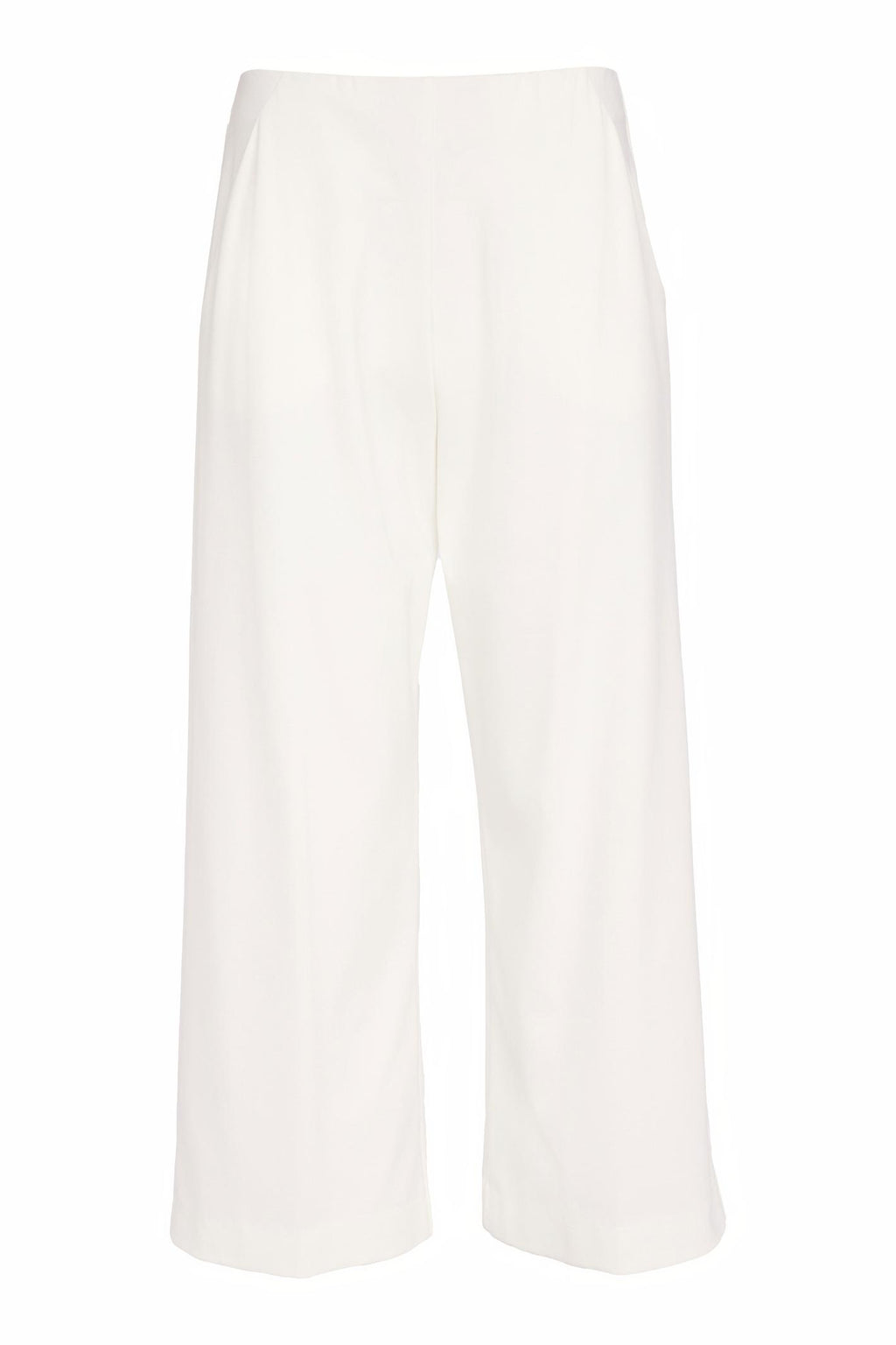 Naya NAS26237 White Wide Leg Pull-On Trousers by Naya available to shop at Dotique in soft jersey fabric
