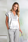 Model wearing Naya NAS26230 Dove Grey Wide Leg Trousers by Naya, shop the vendor at Dotique for stylish travel fabric pieces.