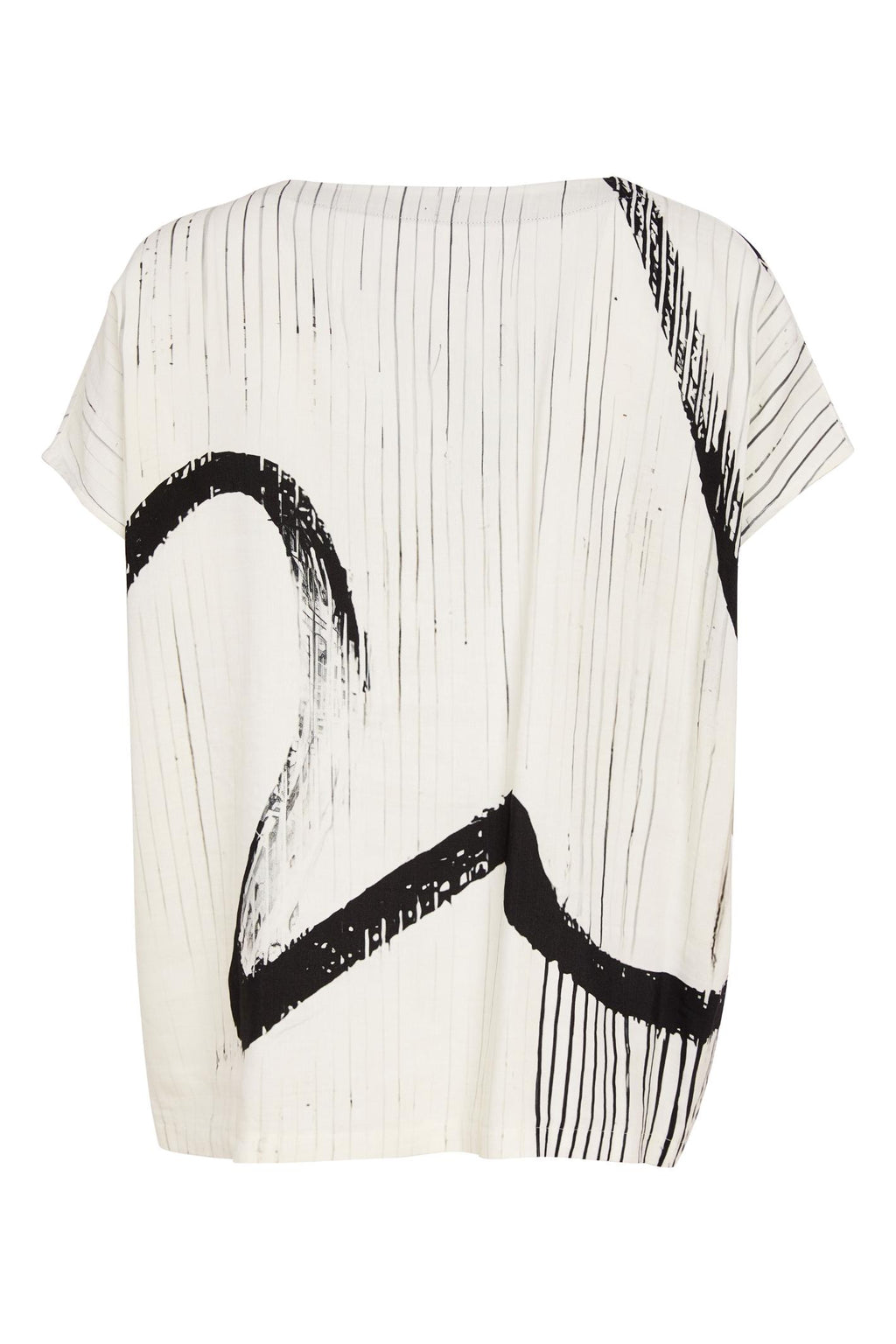 Naya NAS26319 Cream Black Brush Stroke V-Neck Top by Naya, shop the Naya collection at Dotique online fashion.