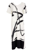 Naya NAS26320 Cream Black Brush Stroke Dress by Naya featuring artistic print, shop Naya at Dotique for bold stylish dresses
