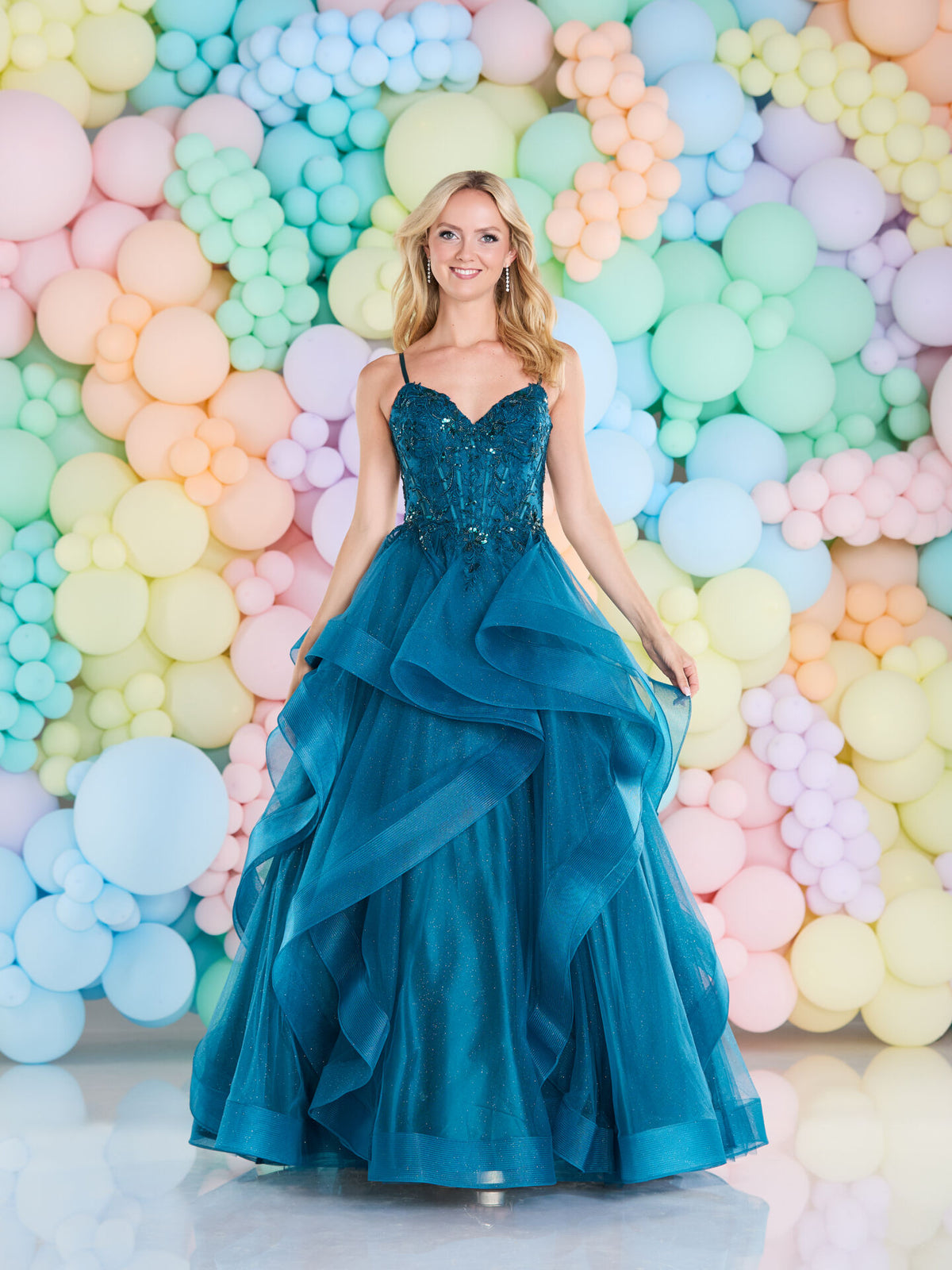 Tiffanys Nasria Teal Prom Dress